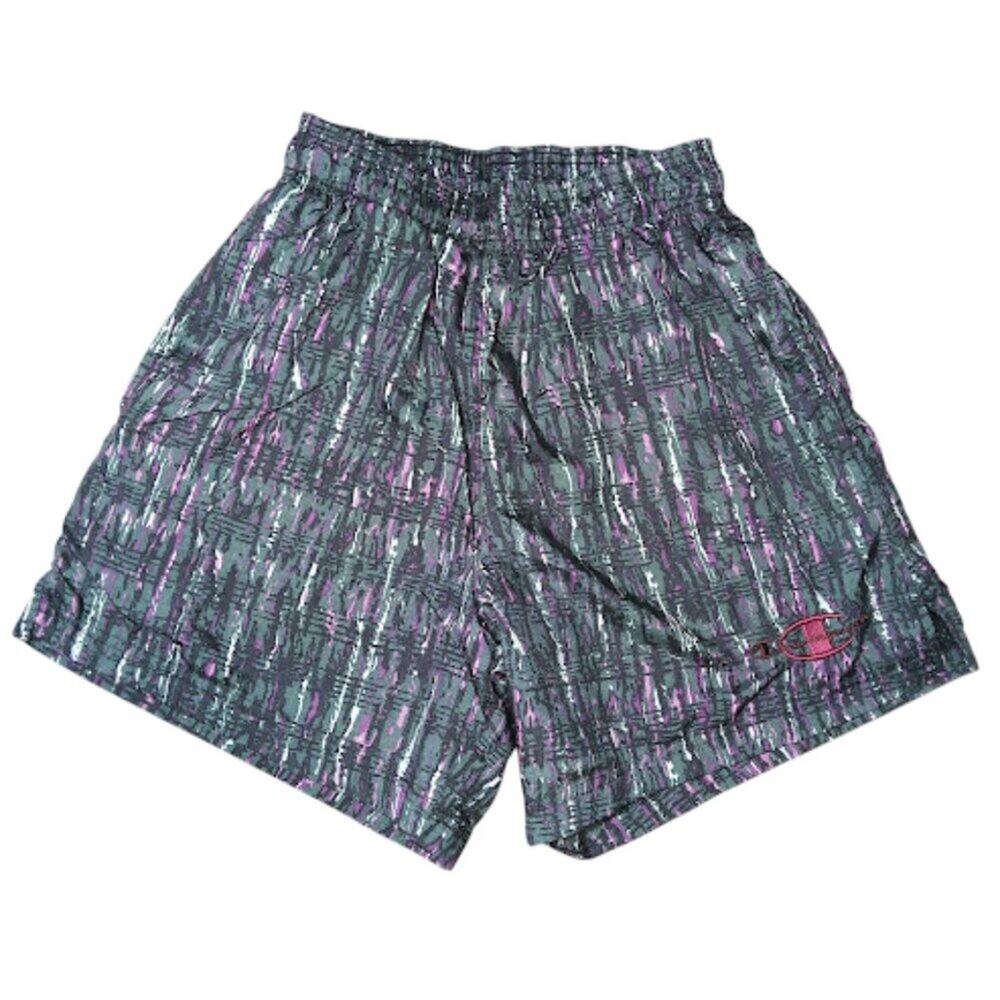 CHAMPION Vintage 90s/00s Retro Cybercore Techno Matrix Print Swim Trunks S